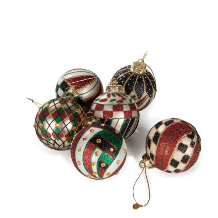 Jolly Glass Ball Ornaments - Set of 6