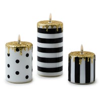Courtly Illuminated Stripe & Dot Candles, Set of 3