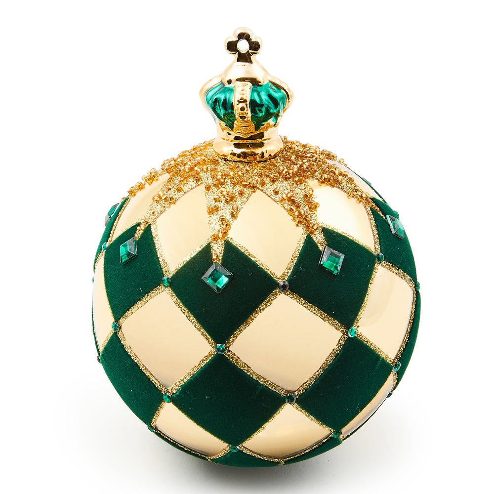Emerald Luxe Crown Jumbo Glass Ball Ornament mackenzie-childs Panama imagen 1