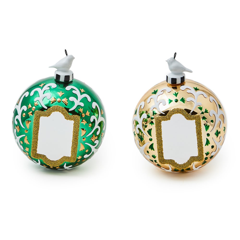 Emerald Luxe Mirror Glass Ball Ornaments, Set of 2 mackenzie-childs Panama imagen 1