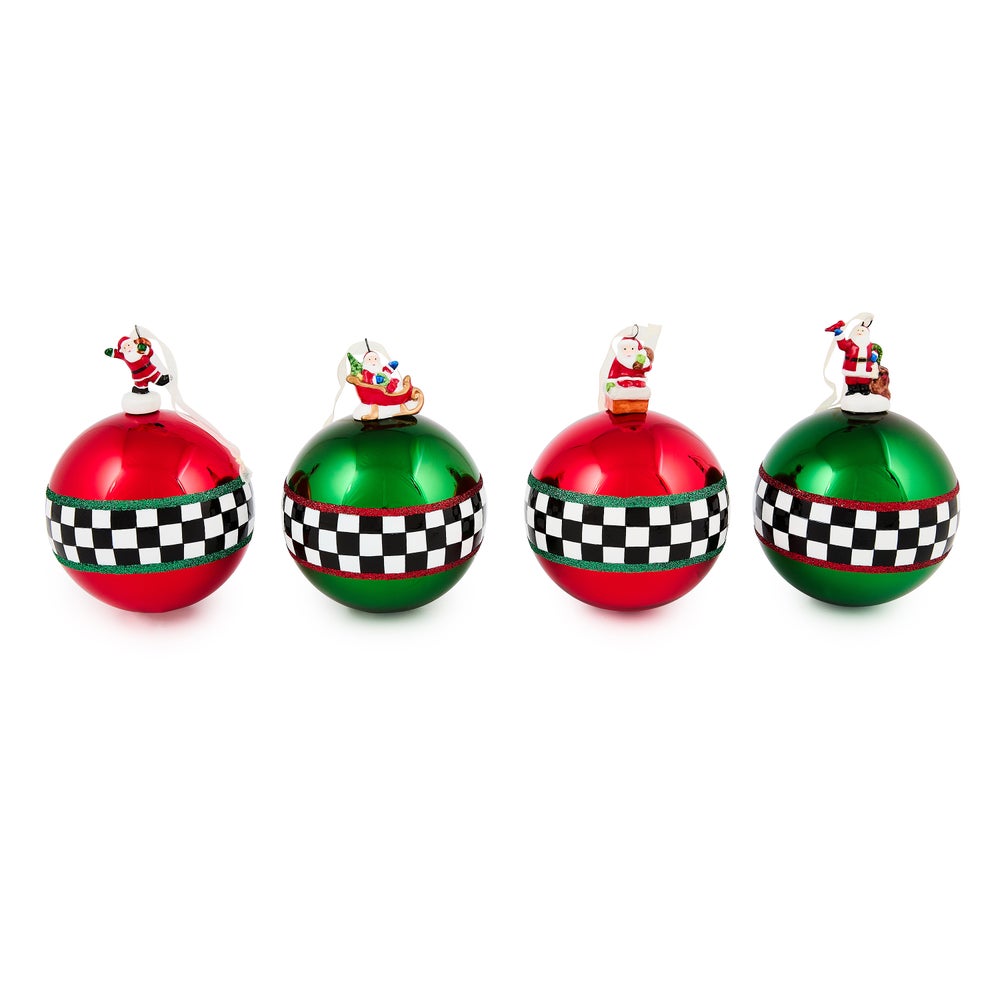 Check It Out Santa Glass Ball Ornaments, Set of 4 mackenzie-childs Panama imagen 1