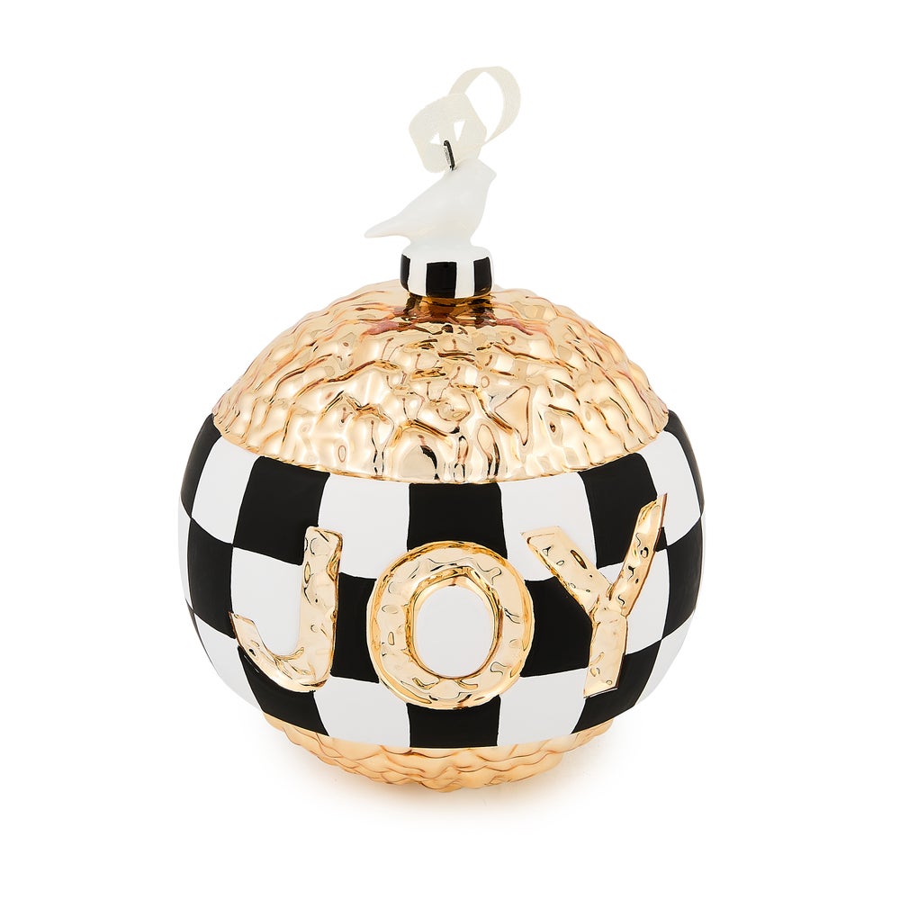 Courtly Noel JOY Glass Ball Ornament mackenzie-childs Panama imagen 1
