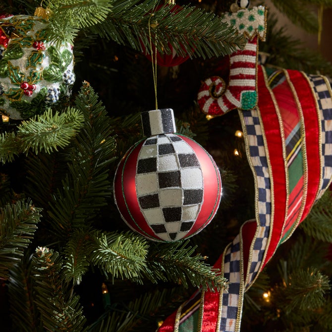 Tartan Glass Large Ball Ornaments, Set of 6 image number 1