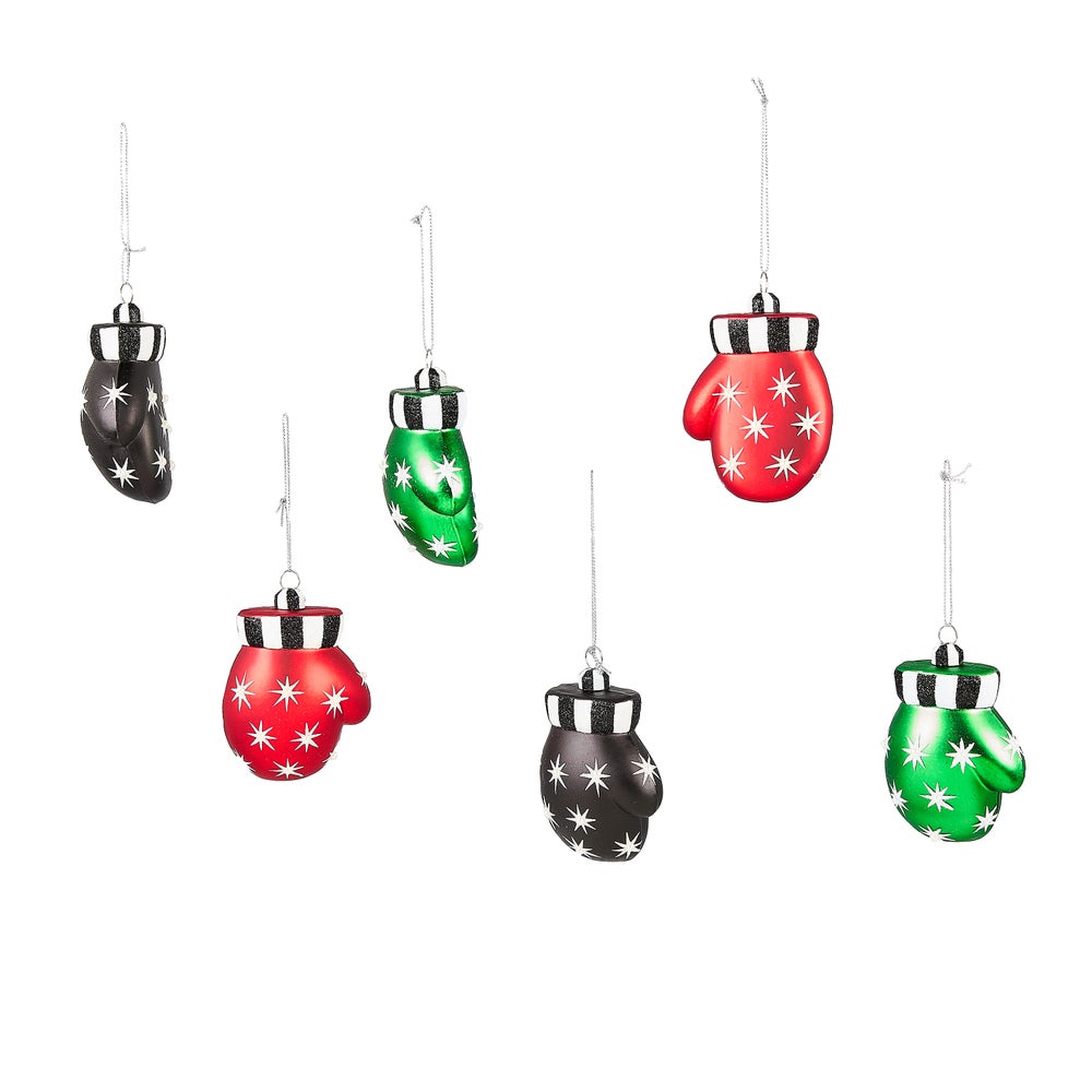Holiday Mitten Glass Ornaments, Set of 6 mackenzie-childs Panama imagen 1
