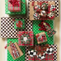Tartan Glass Ball Ornaments, Set of 6