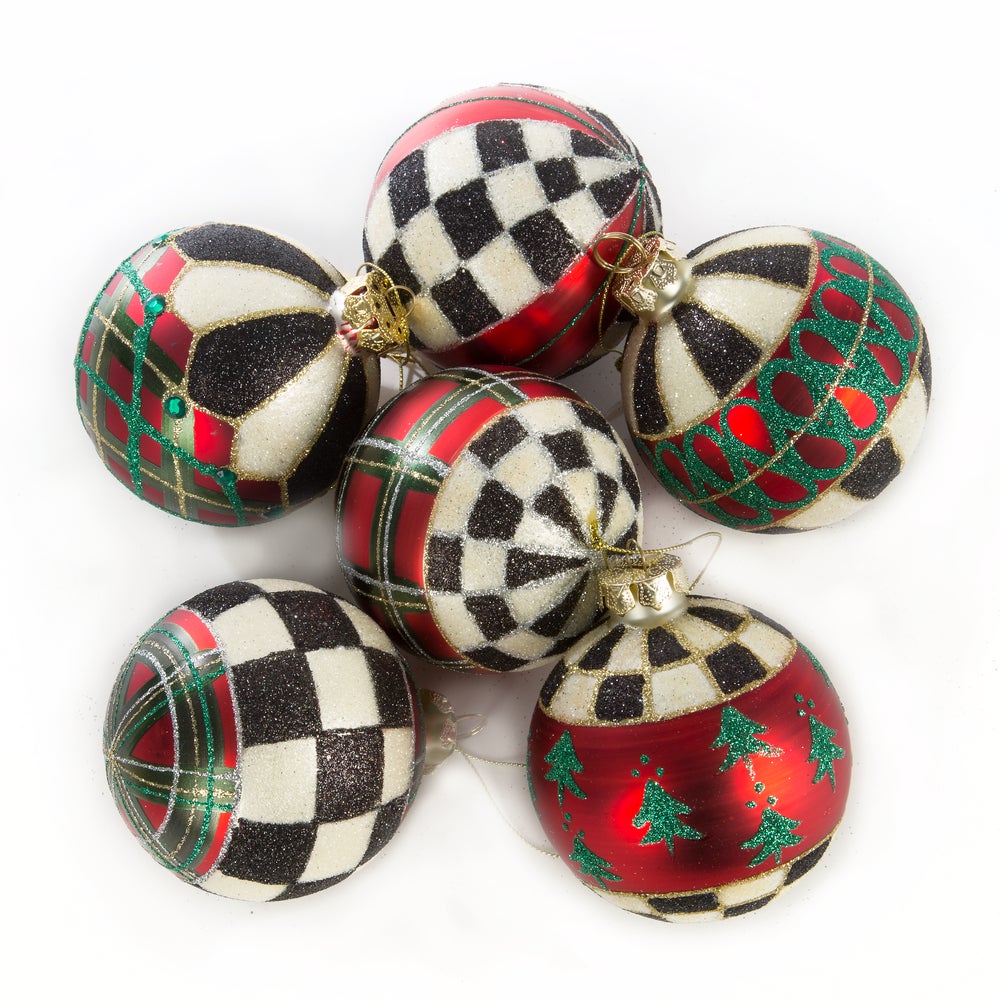 Tartan Glass Ball Ornaments, Set of 6 mackenzie-childs Panama imagen 1
