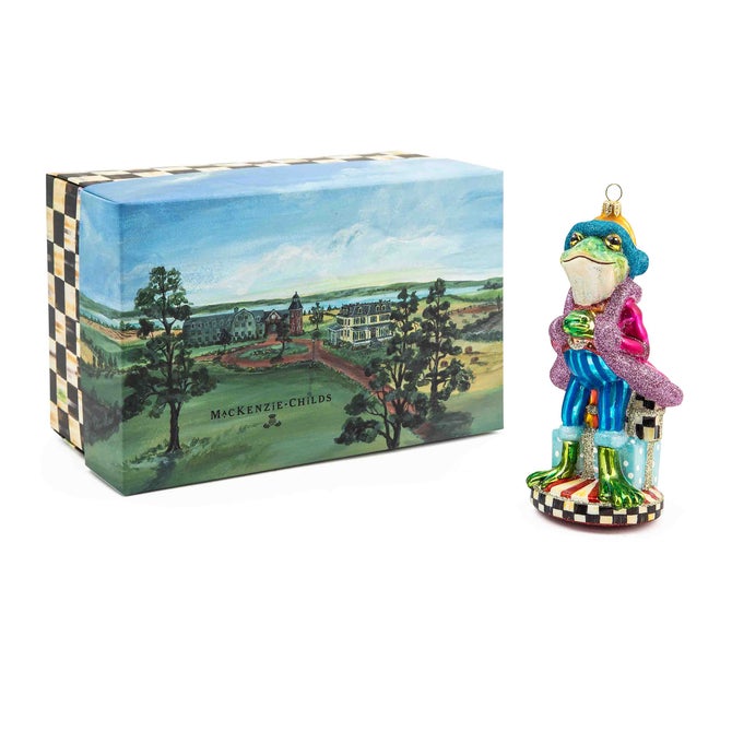 Granny Kitsch Frog Glass Ornament image number 1
