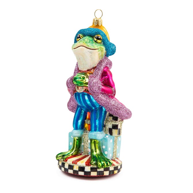 Granny Kitsch Frog Glass Ornament image number 0