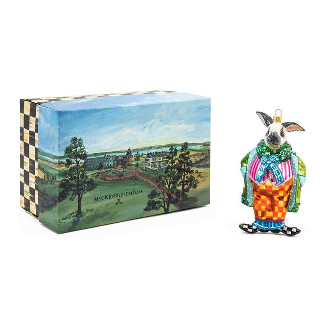 Granny Kitsch Rabbit Glass Ornament image number 1