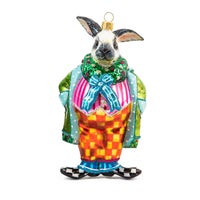 Granny Kitsch Rabbit Glass Ornament