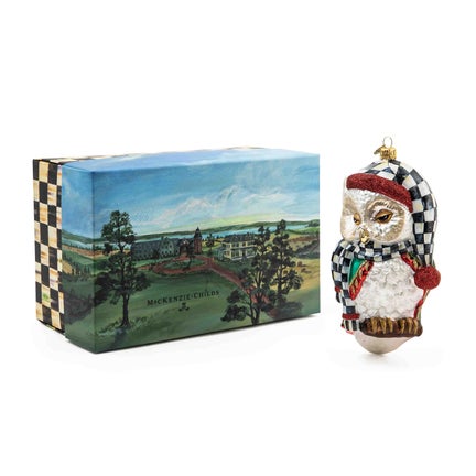 Sleepy Owl Glass Ornament