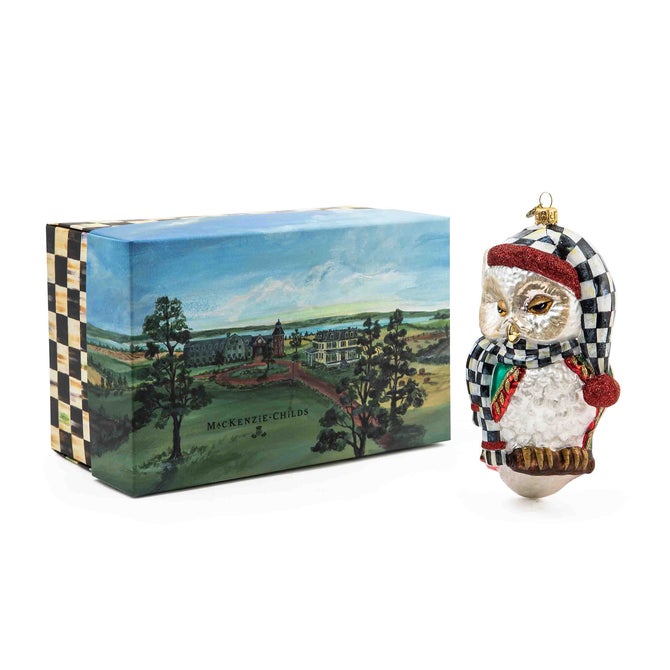 Sleepy Owl Glass Ornament image number 1