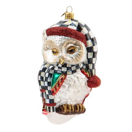 Sleepy Owl Glass Ornament