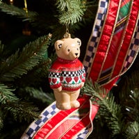Cozy Christmas Sweater Bear Glass Ornament