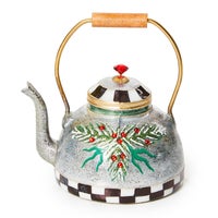 Farmhouse Holiday Tea Kettle Glass Ornament
