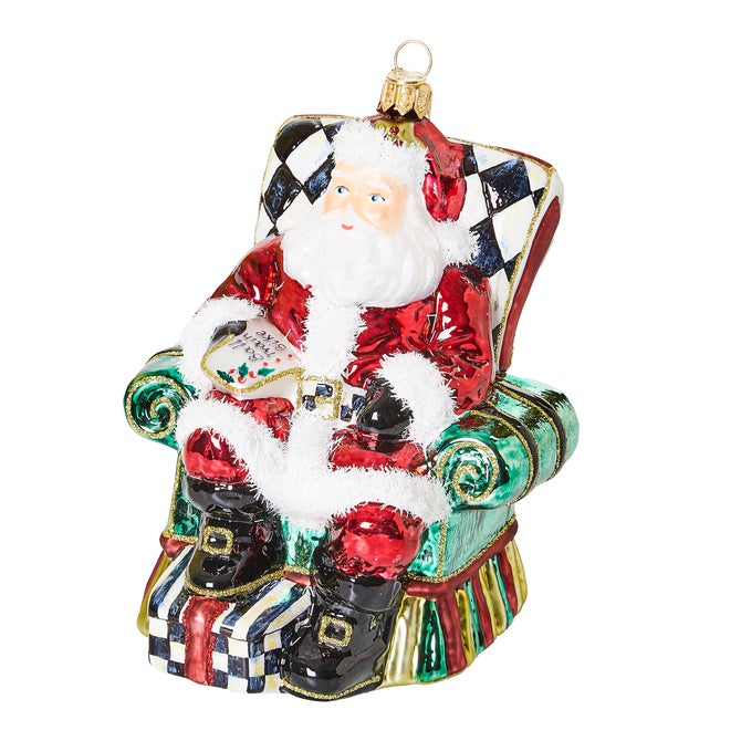 Wish List Santa Glass Ornament image number 0