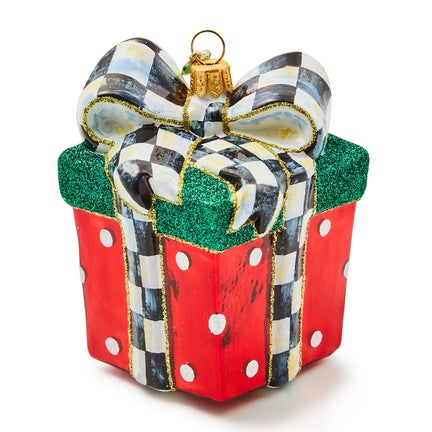 Holiday Gift Box Glass Ornament