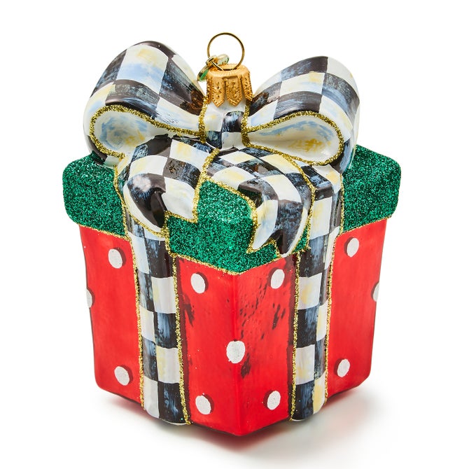 Holiday Gift Box Glass Ornament image number 0