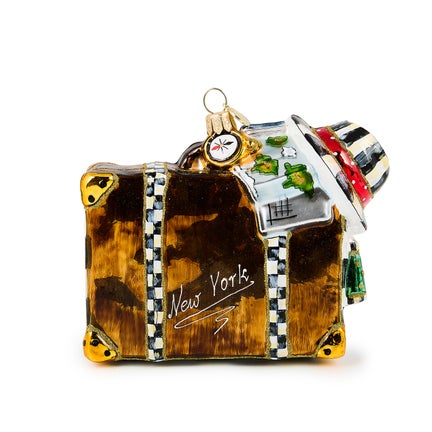 New York Suitcase Glass Ornament