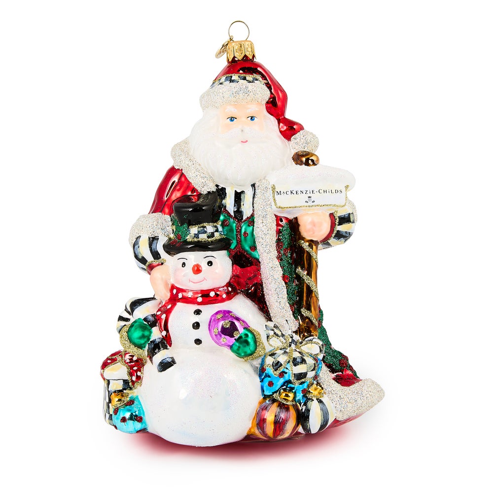 Santa & Snowman Glass Ornament mackenzie-childs Panama imagen 1