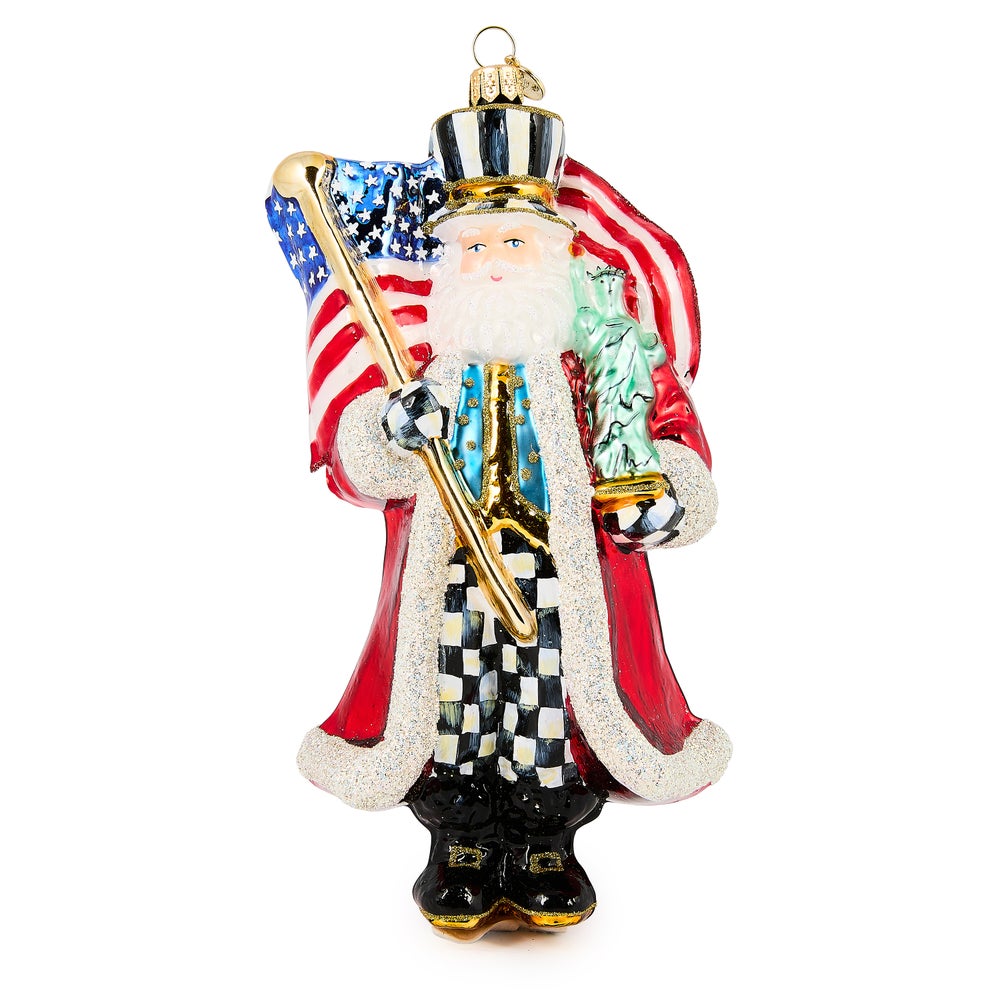 Santa with Flag Glass Ornament mackenzie-childs Panama imagen 1