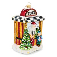 Santa's Toy Store Glass Ornament