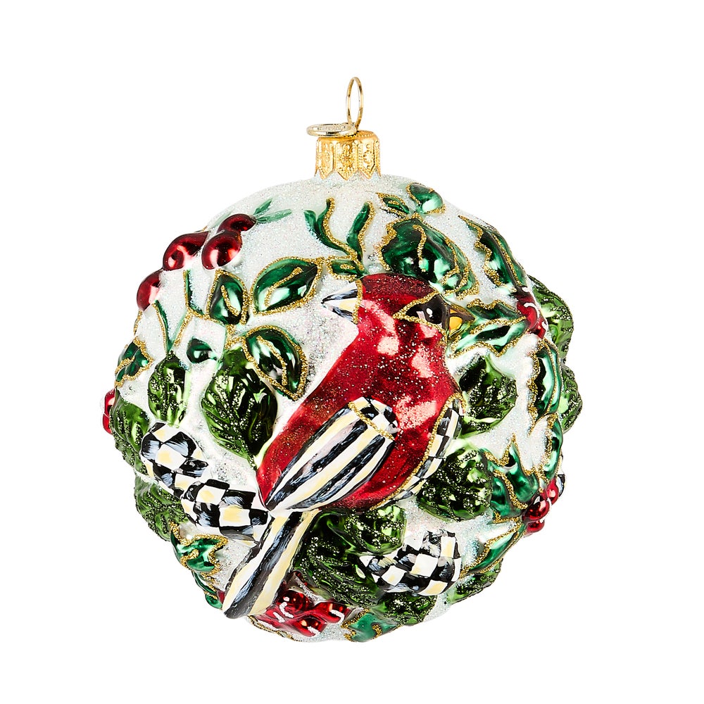 Cardinal Ball Glass Ornament mackenzie-childs Panama imagen 1 Cardinal Ball Glass Ornament mackenzie-childs Panama imagen 1