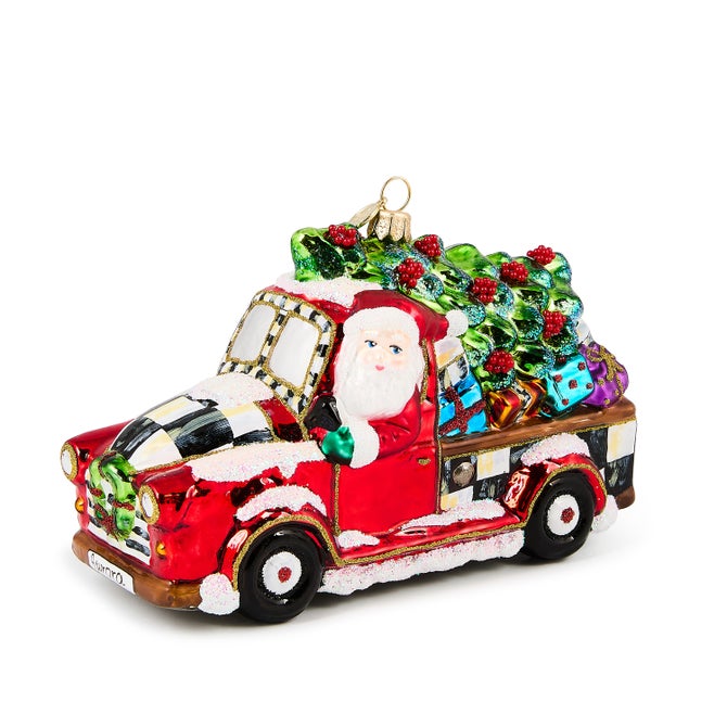 Santa's Hitting the Road Glass Ornament image number 1