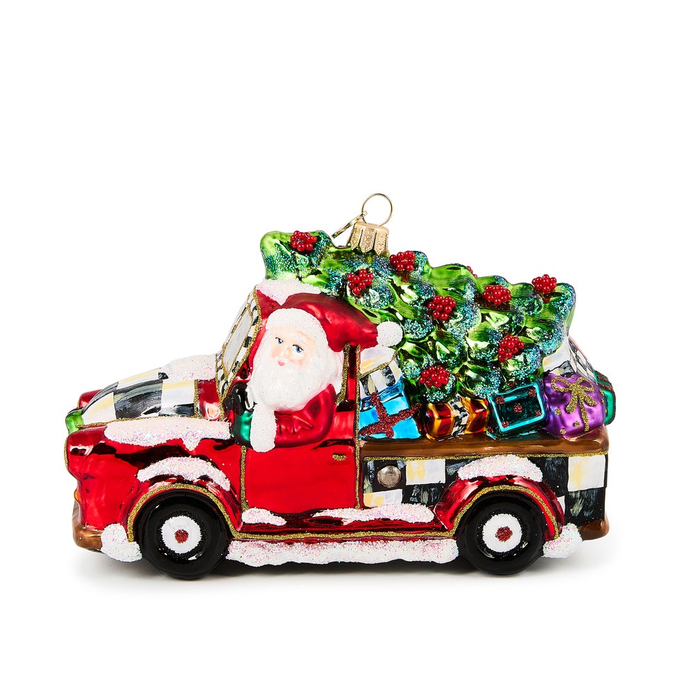 Santa's Hitting the Road Glass Ornament mackenzie-childs Panama imagen 1 Santa's Hitting the Road Glass Ornament mackenzie-childs Panama imagen 1