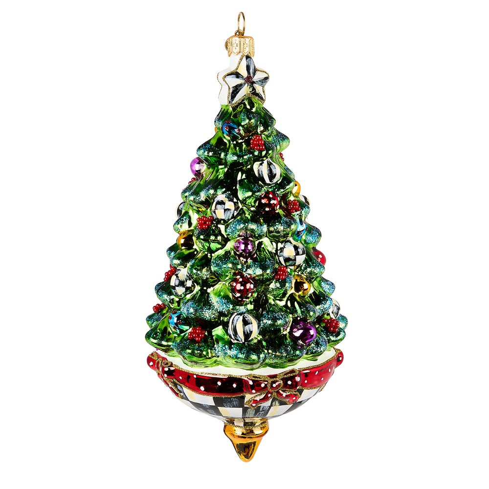 Tree Spinning Top Glass Ornament mackenzie-childs Panama imagen 1 Tree Spinning Top Glass Ornament mackenzie-childs Panama imagen 1
