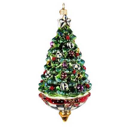 Tree Spinning Top Glass Ornament