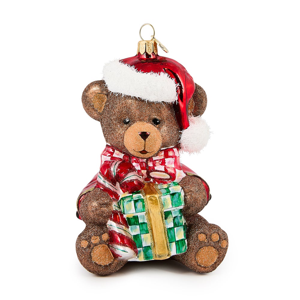 Check It Out Teddy Bear Glass Ornament mackenzie-childs Panama imagen 1