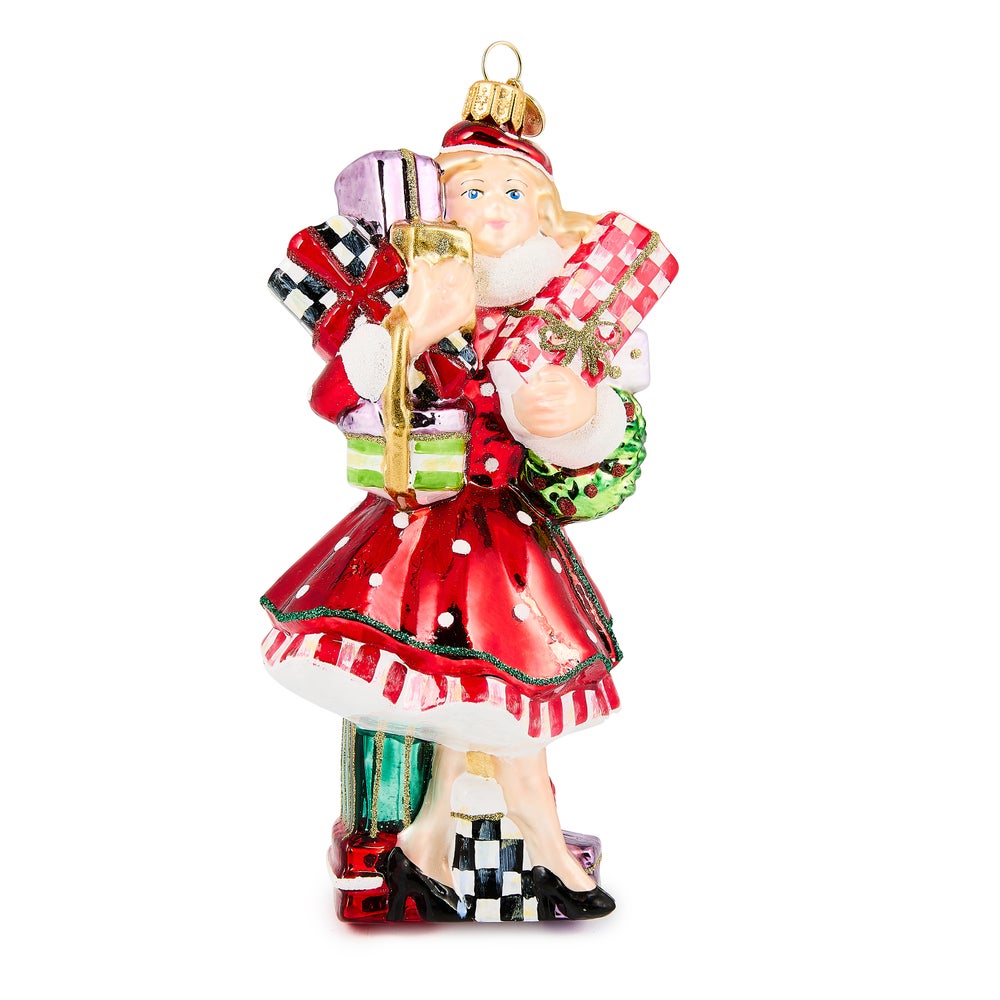Check It Out Shopper Lady Glass Ornament mackenzie-childs Panama imagen 1 Check It Out Shopper Lady Glass Ornament mackenzie-childs Panama imagen 1