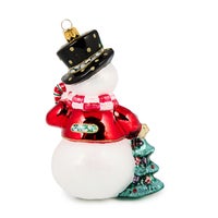 Check It Out Snowman Glass Ornament