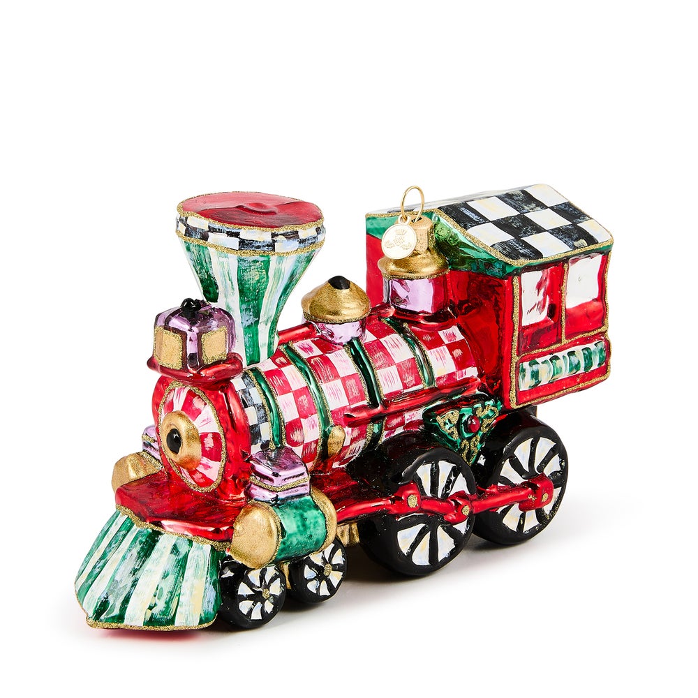 Check It Out Train Glass Ornament mackenzie-childs Panama imagen 1