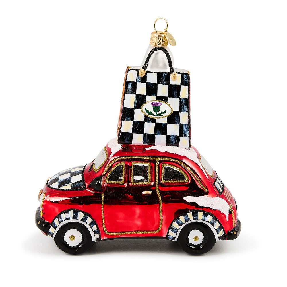 Christmas Shopping Car Glass Ornament mackenzie-childs Panama imagen 1
