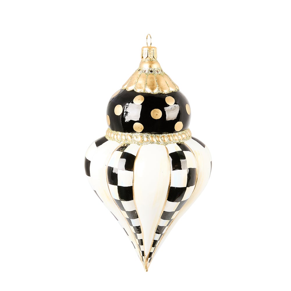Courtly Noel Fluted Drop Glass Ornament mackenzie-childs Panama imagen 1