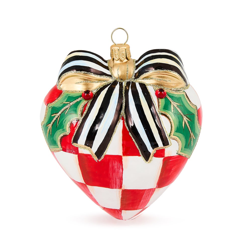 Check It Out Red Heart Glass Ornament mackenzie-childs Panama imagen 1 Check It Out Red Heart Glass Ornament mackenzie-childs Panama imagen 1