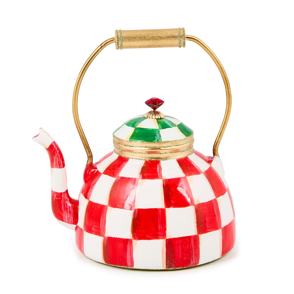 Check It Out Tea Kettle Glass Ornament mackenzie-childs Panama imagen 1