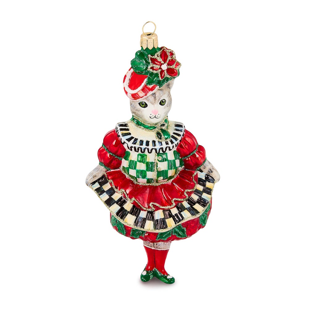 Check It Out Miss Kitty Glass Ornament mackenzie-childs Panama imagen 1