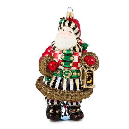 Check It Out Town Crier Santa Glass Ornament