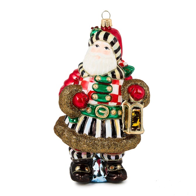 Check It Out Town Crier Santa Glass Ornament image number 0