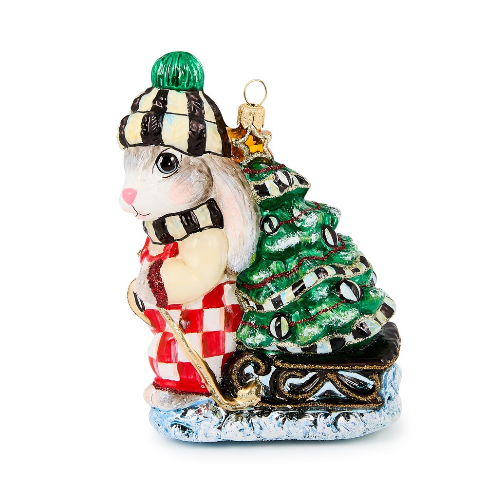 Check It Out Christmas Hare Glass Ornament mackenzie-childs Panama imagen 1 Check It Out Christmas Hare Glass Ornament mackenzie-childs Panama imagen 1