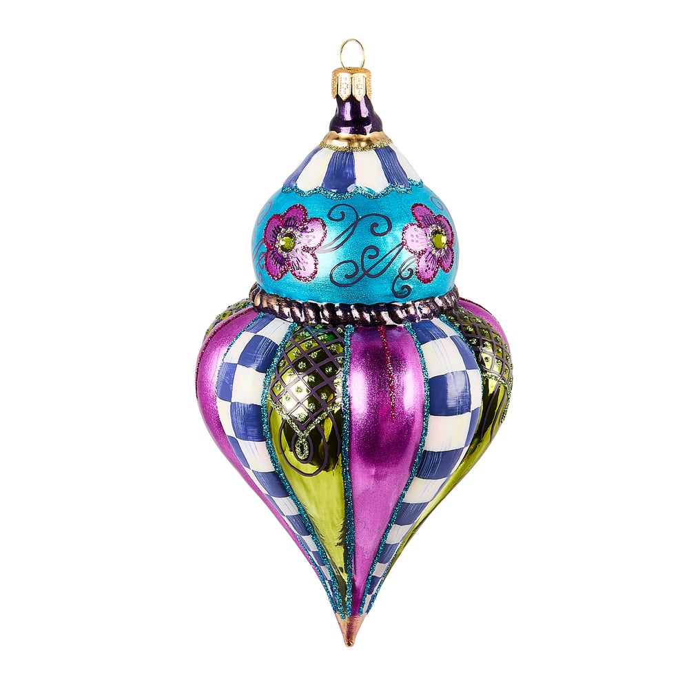 Floral Fluted Drop Glass Ornament mackenzie-childs Panama imagen 1