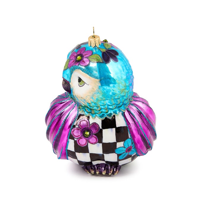 Floral Owl Glass Ornament image number 1