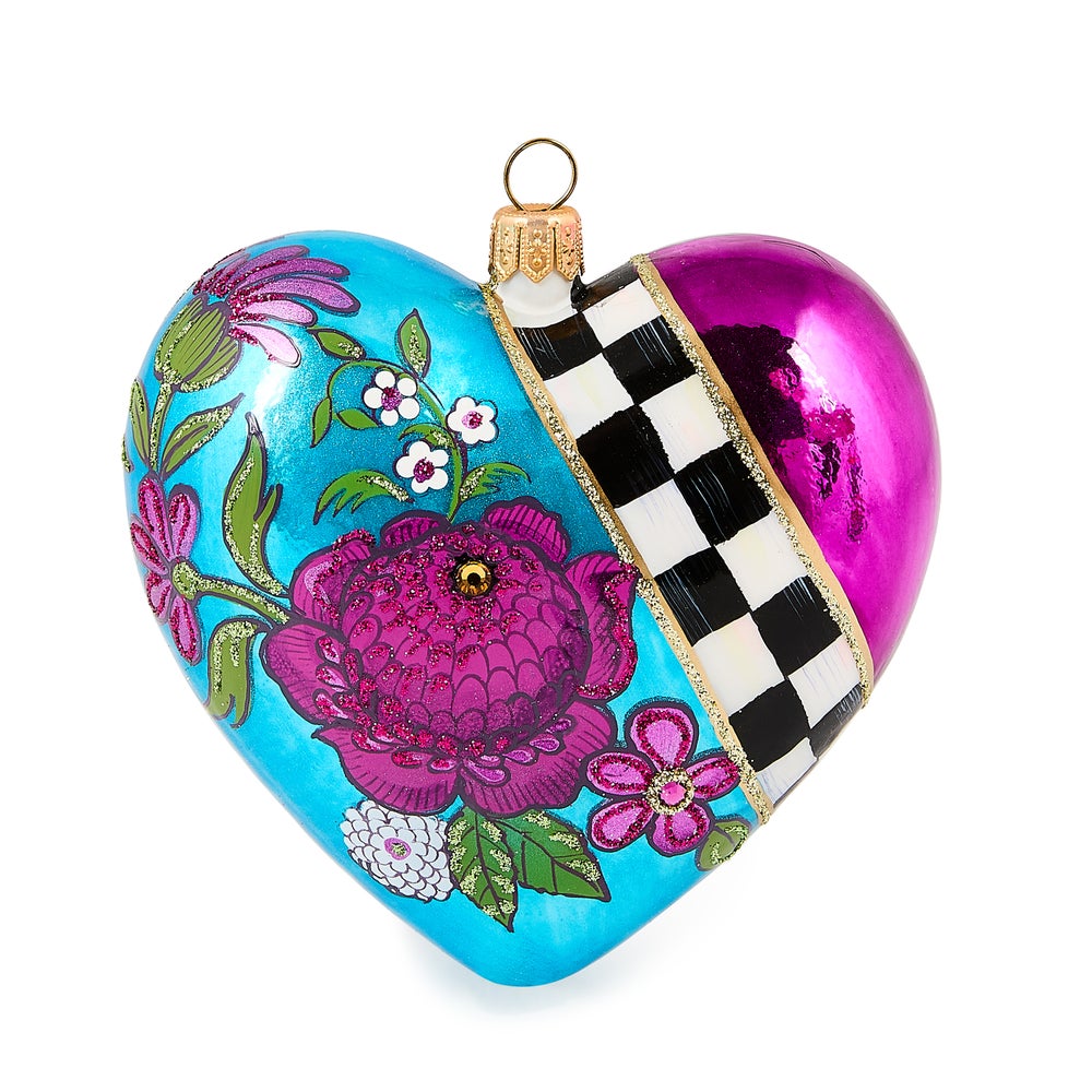 Floral Heart Glass Ornament mackenzie-childs Panama imagen 1