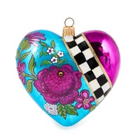 Floral Heart Glass Ornament