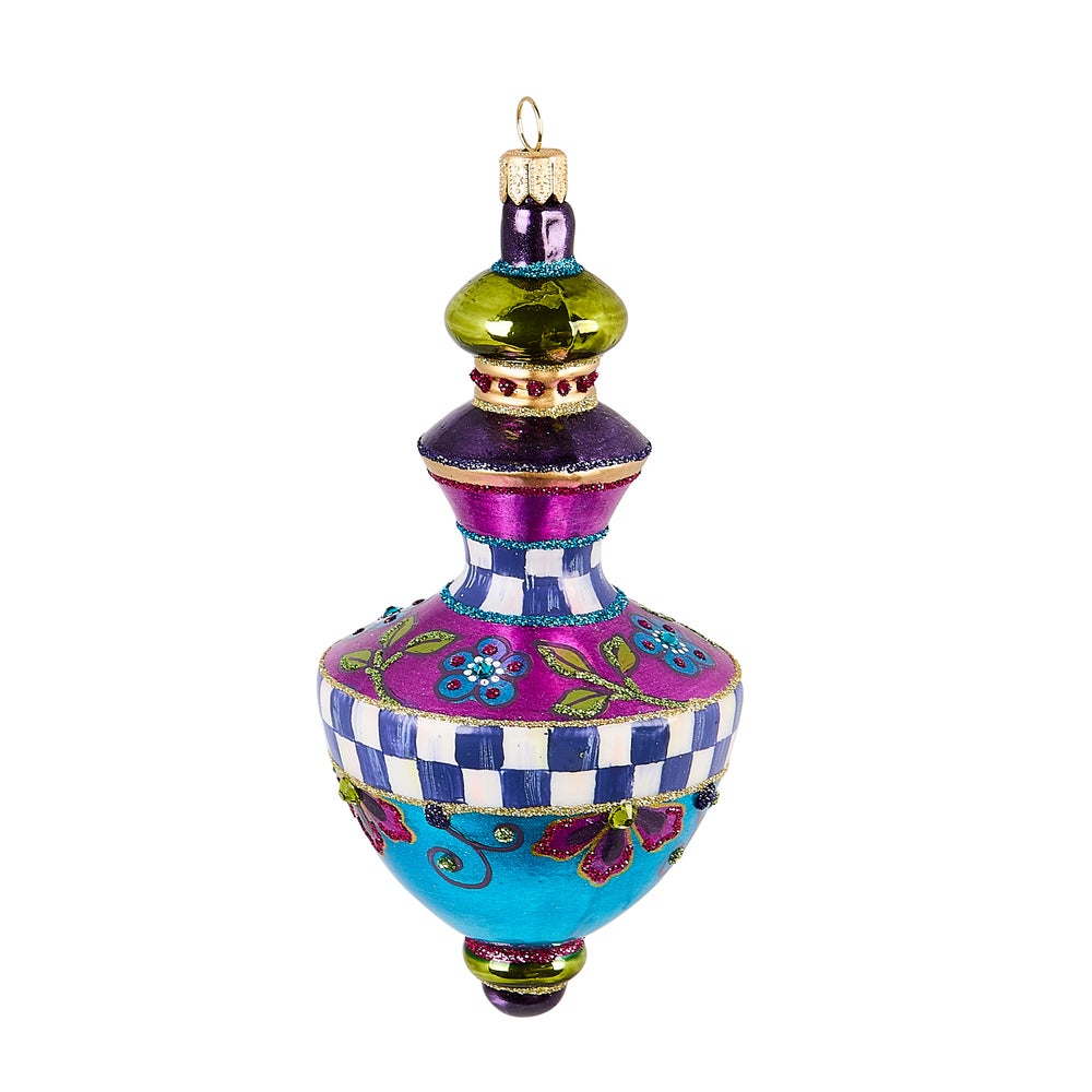 Floral Hourglass Drop Glass Ornament mackenzie-childs Panama imagen 1