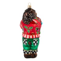 Deck The Halls Bear Glass Ornament