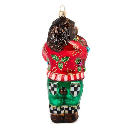 Deck The Halls Bear Glass Ornament